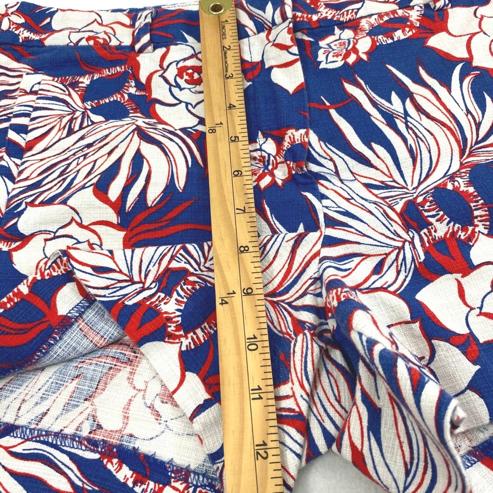 J.Crew Shorts Womens Size 10 Red White Blue Tropical Floral Vacation Resort - Picture 9 of 10